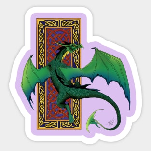 Celtic Knot Work Green Dragon Sticker